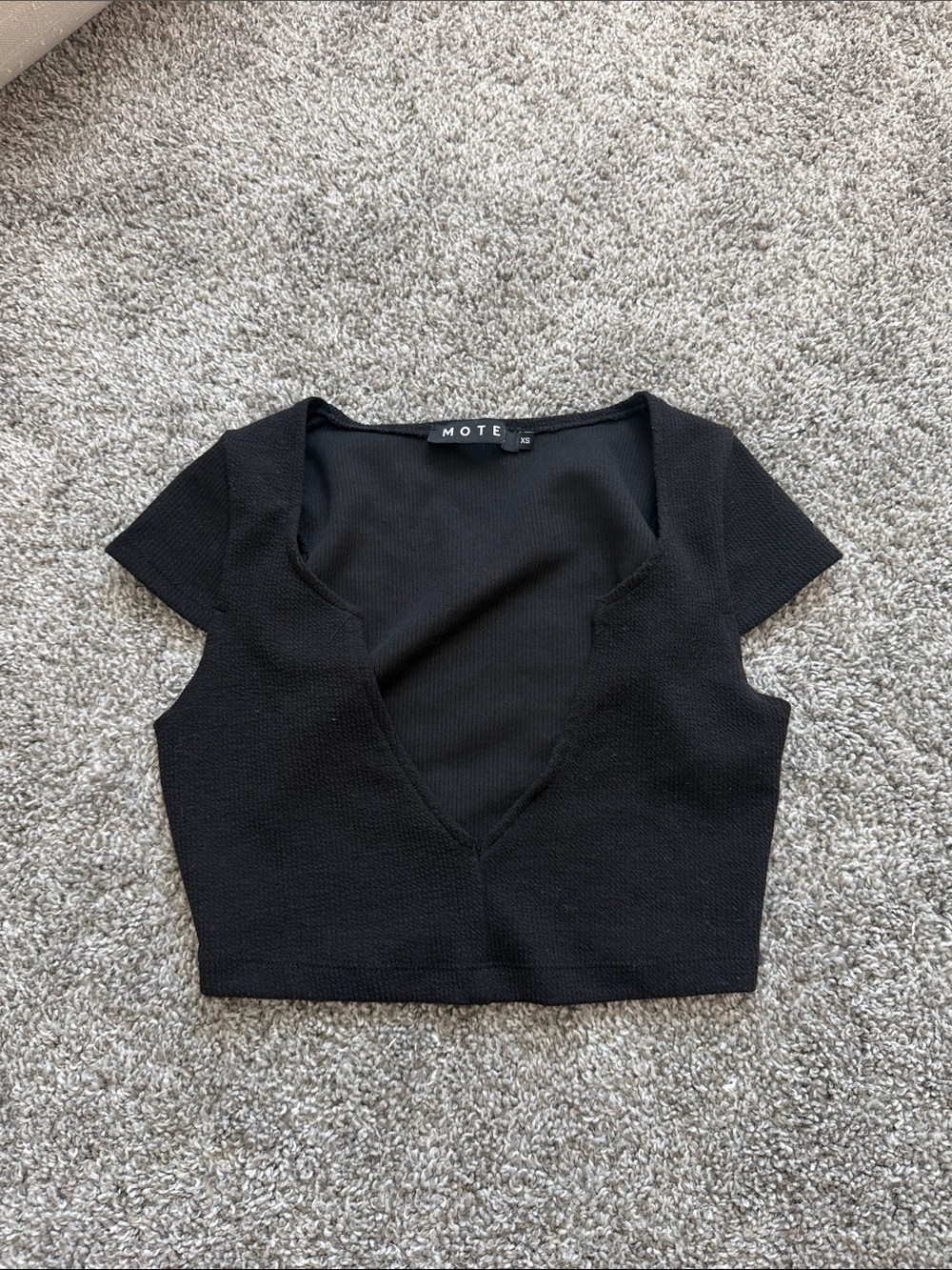 Motel rocks Black V-Neck Cropped Top